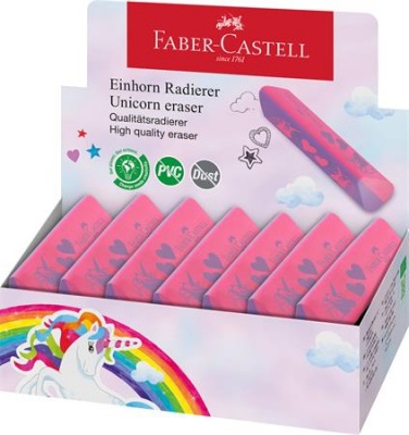 Radír display, háromszögletű, FABER-CASTELL, unikornis